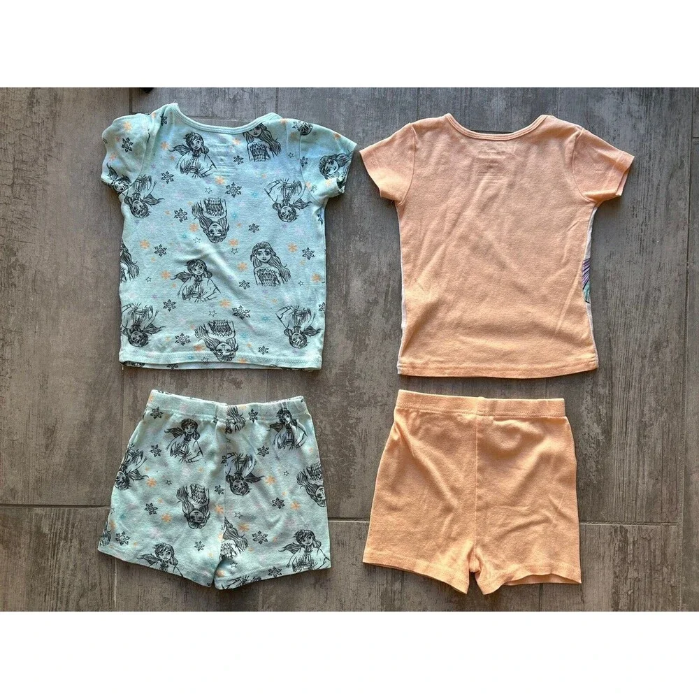 Disney Frozen Girls Pajamas 4 Piece Elsa Anna Cotton Pjs Pajamas Sleep Set 8